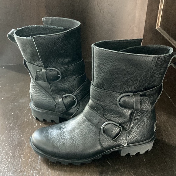 Sorel Leather Waterproof Moto Boots - Picture 7 of 12